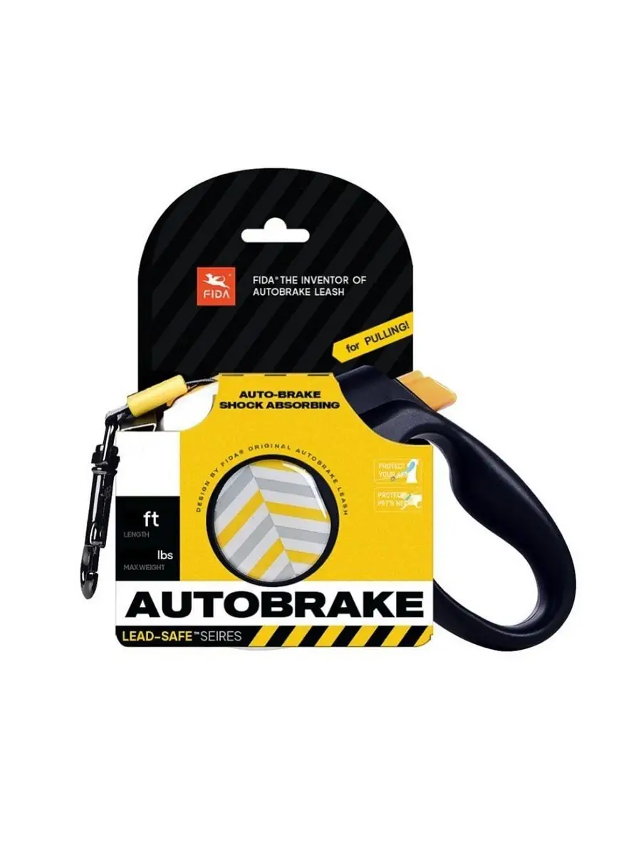 Поводок-рулетка для собак с автостопом  FIDA AUTOBRAKE L, белый